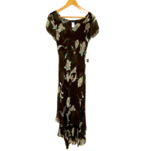 Jones New York 2pc Scarborough Dress Womens size 10 V Neck S/S Brown Flo... - £57.33 GBP