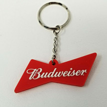 Vintage Red White Bow Tie Budweiser Give a Damn Don&#39;t Drive Drunk Keychain - £9.19 GBP