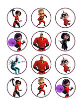 Incredibles edible party cupcake toppers decoration frosting toppers 12/sheet - £7.71 GBP