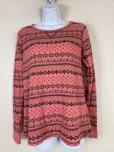 Made For Life Womens Size L Pink Striped Thermal Shirt Long Sleeve - £6.20 GBP