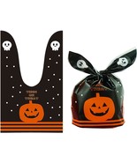 50Pcs Halloween Goodie Bags Pumpkin Ghost Treat Candy Bags Ear Tie Cooki... - $18.88