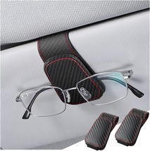 Sunglasses Holder for Car Sun Visor 2 PCS Magnetic Leather Eyeglass Hanger Sun G - £15.09 GBP