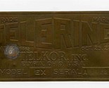 TELERING Brass Plate by Telkor Inc Elyria Ohio Pat 1646662 Oct 25, 27 - $193.54