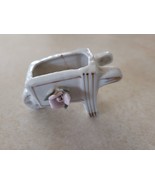 Small Vintage Ceramic Floral Wheelbarrow Planter Japan - Has Crack - $24.61 CAD