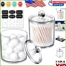 Durable Clear Plastic Apothecary Jars with Labels - 2 Pack for Bathroom ... - $14.55 CAD