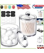 Durable Clear Plastic Apothecary Jars with Labels - 2 Pack for Bathroom ... - $14.55 CAD