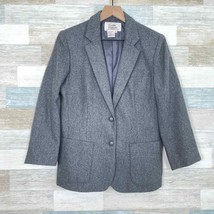 Sears Roebuck Vintage Tweed Blazer Gray Wool Blend Classic Fashion Women... - £27.58 GBP