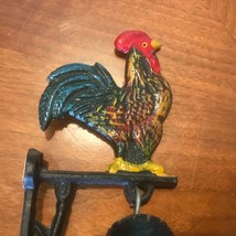 Vintage Cast Iron Rooster Bell Wall Mount Hand Painted 6.5&quot; Door / Dinner - £19.39 GBP
