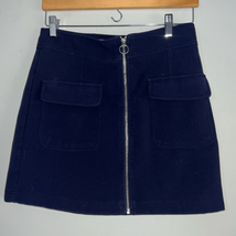 Forever 21 navy blue zip front mini skirt size medium - £7.82 GBP