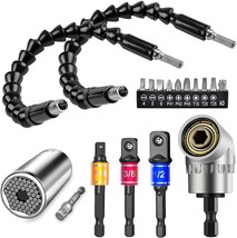 Universal Socket Wrench Tool And Flexible Drill Bit Extension Set, Bendable - $20.99