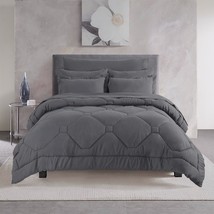 HIG 8 Pieces Modern Quilted Bedding Comforter Sets, Dark Gray - £35.25 GBP+