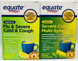EQUATE Severe Cold &amp; Flu Relief, Green Tea &amp; Honey Daytime &amp; Nighttime p... - £23.73 GBP