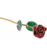 24k Gold Dipped Garnet Colored Lacquer Real Rose Valentine&#39;s Day Holiday... - $102.58