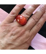 Red Faceted Cats Eye Dome Ring Sz 8 - £17.01 GBP