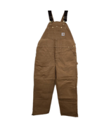 Carhartt Bib Overall Duck Canvas Double Knee Zip to Knee Mens 44x32 Brow... - $65.41