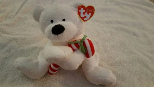 Ty pluffies pluffie Candy cane the Christmas bear FREE SHIPPING - $19.75