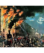 The Life Of A Fireman 1955 Currier &amp; Ives Color Plate Antique Print DWEE37 - $918.57 MXN