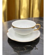 Vintage Haviland Limoge White Gold Rim Tea Cup and Saucer set - $14.84