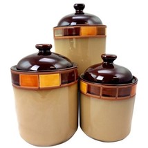 CASA ESTEBANA 3 Pc Reactive Stoneware Kitchen Storage Canister Jar Set w Lids - £41.67 GBP