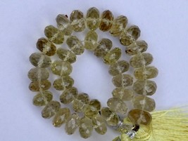 Natural 8 inch faceted lemon quartz rondelle beads gemstone beads, 9---10mm,  na - £24.99 GBP