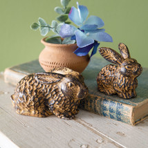 Set of Two Rustic Bunny Figurines - $55.18