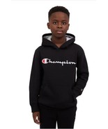 Champion Boys Girls Hoodie Black Kangaroo Pocket Midweight Drop Shoulder... - $44.81 CAD
