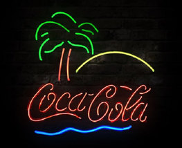 Coca Cola Beach Coke Palm Neon Sign 16&quot;x14&quot; - £110.97 GBP