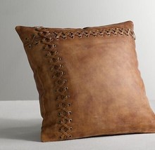 Cushion Cover Leather Pillow Throw Hair Decorative Genuine Decor Rug Tan 8 - £22.90 GBP+
