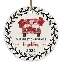 Our First Christmas Together Gnomes Circle Ornament Ceramic 2022 Weeding Gift 3  - £15.62 GBP