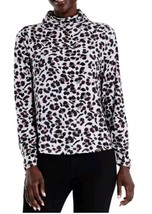 Nic + Zoe Womens Medium Cheetah Animal Print Pop Top Turtleneck Ruched S... - $44.55