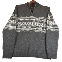 Paul Kehl XL Sweater Gray White Blue 1/4 Zip Pullover Long Sleeve Lambswool - £16.54 GBP