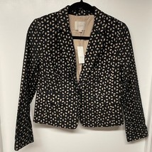 Ann Taylor Loft Black Beige Eyelet Blazer Jacket Womens Size 0 XS NEW Ca... - $37.62