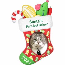 Hallmark Ornament 2021 - Santa&#39;s Purr-FECT Helper Cat Stocking Photo Frame - $14.95