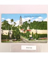 Plaza de Panama &amp; California Tower Balboa Park San Diego CA 1930s Linen ... - €11,01 EUR