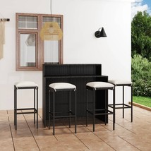  Garden Bar Set Black PE rattan Medium Removable Covers - $9,068.43 MXN