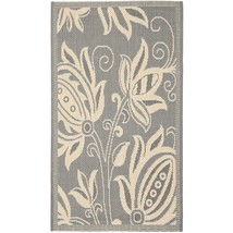 SAFAVIEH Courtyard Collection Accent Rug - 2&#39; x 3&#39;7&quot;, Grey &amp; Natural, Floral Des - £22.92 GBP