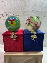 Pair 2012 Li Bien Pier One Holiday Ornaments Snowman Family Owls in Velvet Boxes - £22.82 GBP