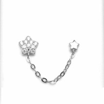 1/4ct Diamant Synthétique Étoile Double Clou Deux Trou Chaîne Boucles 14K Or FN - £65.30 GBP