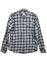 Old Navy Mens Flannel Shirt Size L Blue Plaid Slim Fit Long Sleeve Butto... - £13.89 GBP