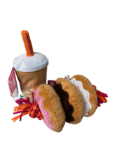 Dunkin Joy Dog Toys Iced Coffee Cup Straw Donuts on a Rope Bark Brand New - £52.19 GBP