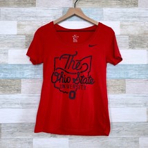 Nike The Ohio State University Graphic Tee Red Athletic Cut Buckeye Womens Small - £19.42 GBP