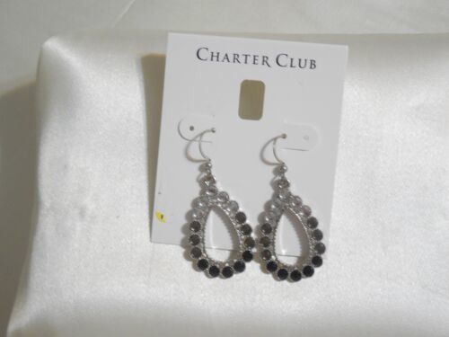 Primary image for Charter Club 1-3/4" Silver-Tone Stone Teardrop Dangle Drop Earrings R755