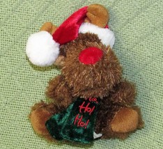 Prima Creations Christmas Teddy Bear Plush Ornament 7&quot; Ho Ho Scarf Red Santa Hat - £5.77 GBP