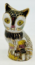 Vintage Chinese Cloisonne Cat Kitty Figurine Enamel 2 Inch - £17.47 GBP