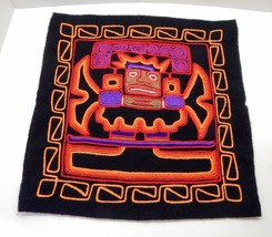 Tiki Totem Islander Tropical Knit Pillow Cover Black 17x17 Orange Red Purple - £12.63 GBP