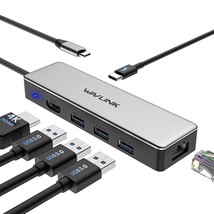 WAVLINK USB C Hub, 6-in-1 USB C Adapter for MacBook Pro/Air/Thunderbolt 4/3/Type - £43.94 GBP