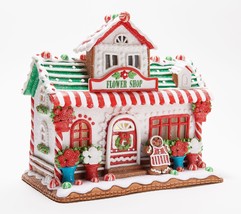 Illuminated Townsquare Gingerbread Flower Shop by Valerie - £155.03 GBP