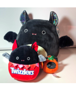 Squishmallow Halloween BART BAT 13&quot; LON BAT 8.5&quot;Twizzlers &amp; CALIO CAT 3.5&quot; - £41.25 GBP