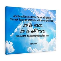 Express Your Love Gifts Scripture Canvas He is Risen Mark 16:6 Christian Wall Ar - £63.30 GBP