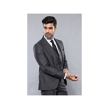 Men 3pc European Vested Suit WESSI  J.VALINTIN Extra Slim Fit JV15 Charcoal Gray image 2